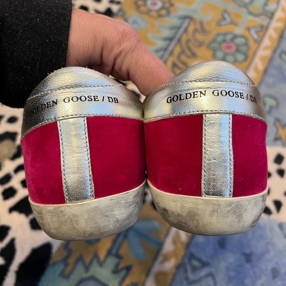 Golden Goose Hot Pink Suede Sneakers with Black Star - Picture 9 of 11